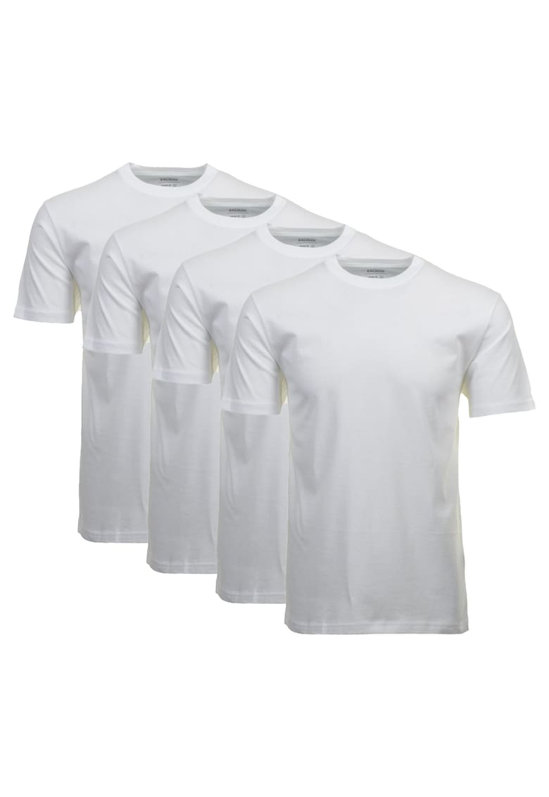 Set de tricouri de casa cu decolteu la baza gatului - 4 piese - Alb