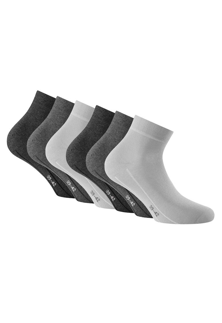 Rohner - Set de sosete pana la glezana - unisex - 6 perechi - Gri