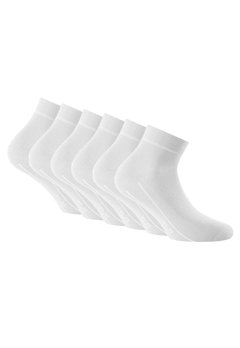 Rohner - Set de sosete pana la glezana - unisex - 6 perechi - Alb