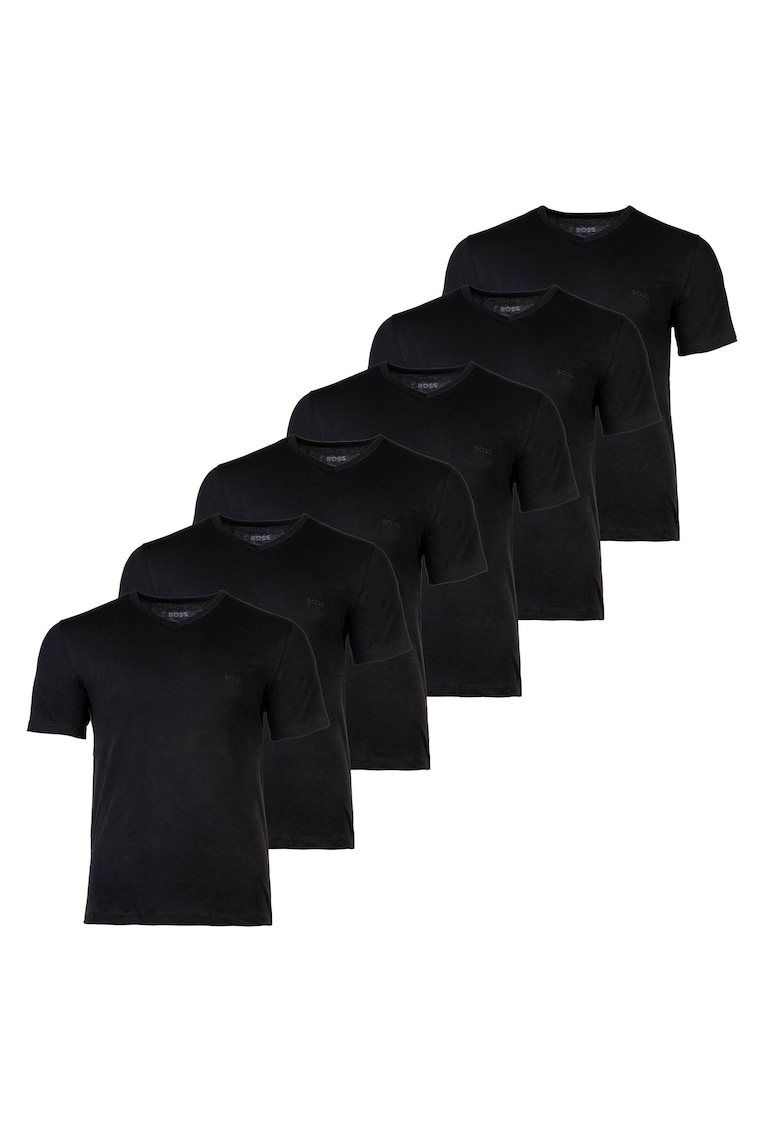 Set de tricouri cu decolteu in V - 6 piese - Negru