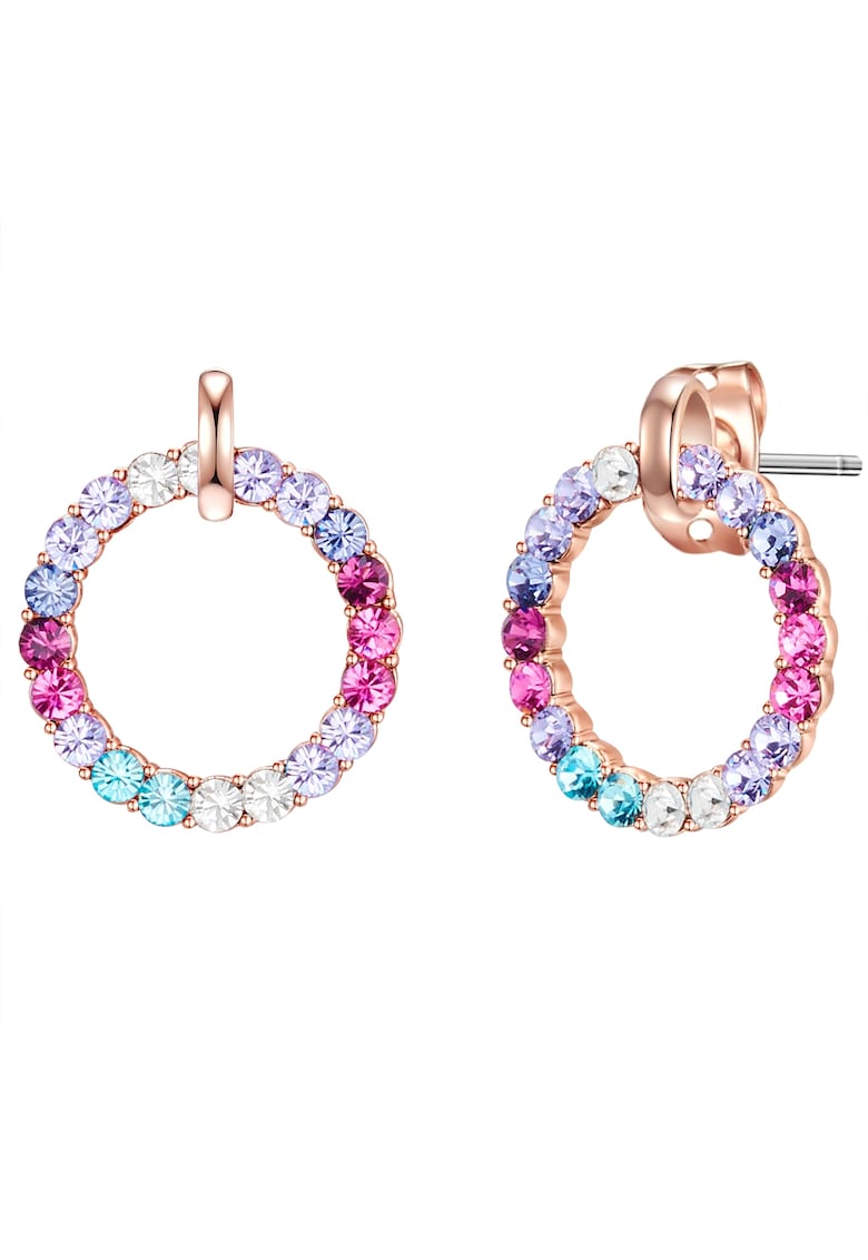 Cercei placati cu aur rose de 14K si decorati cu cristale - Auriu rose