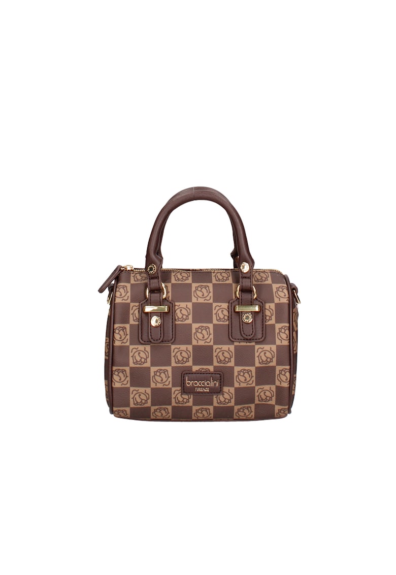 BRACCIAINI - Geanta crossbody de piele ecologica cu model - Maro cognac