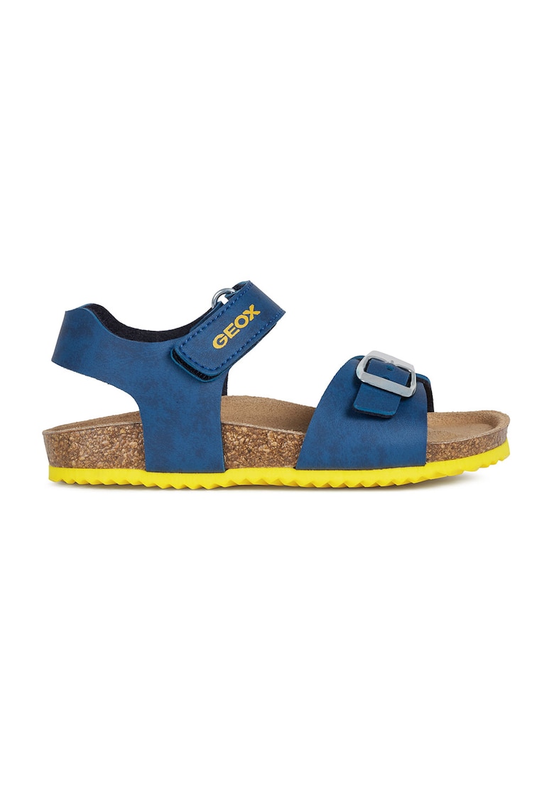 Sandale de piele ecologica cu velcro - Bleumarin
