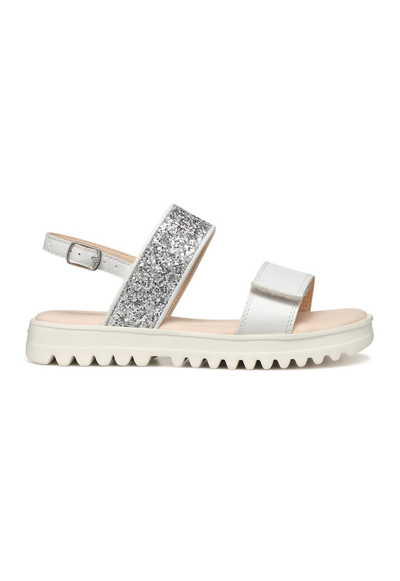Sandale flatform cu catarama - Alb murdar/Argintiu