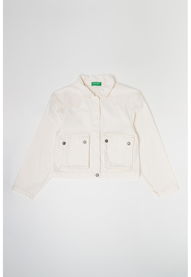 Jacheta crop cu capse - Crem