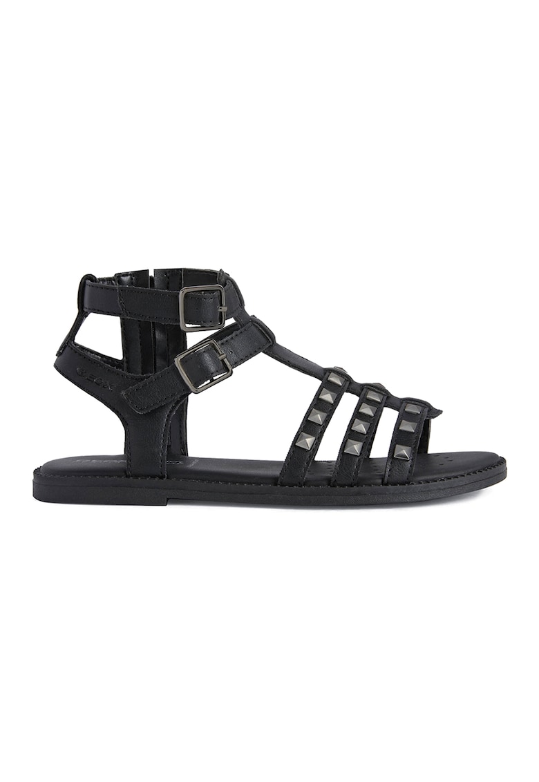 Sandale de piele ecoclogica cu tinte - Negru
