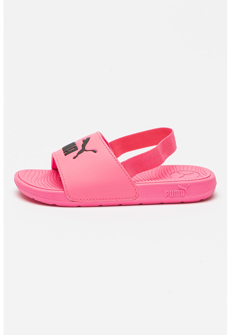 Sandale slingback cu logo Cool Cat 2.0 - Negru/Roz neon
