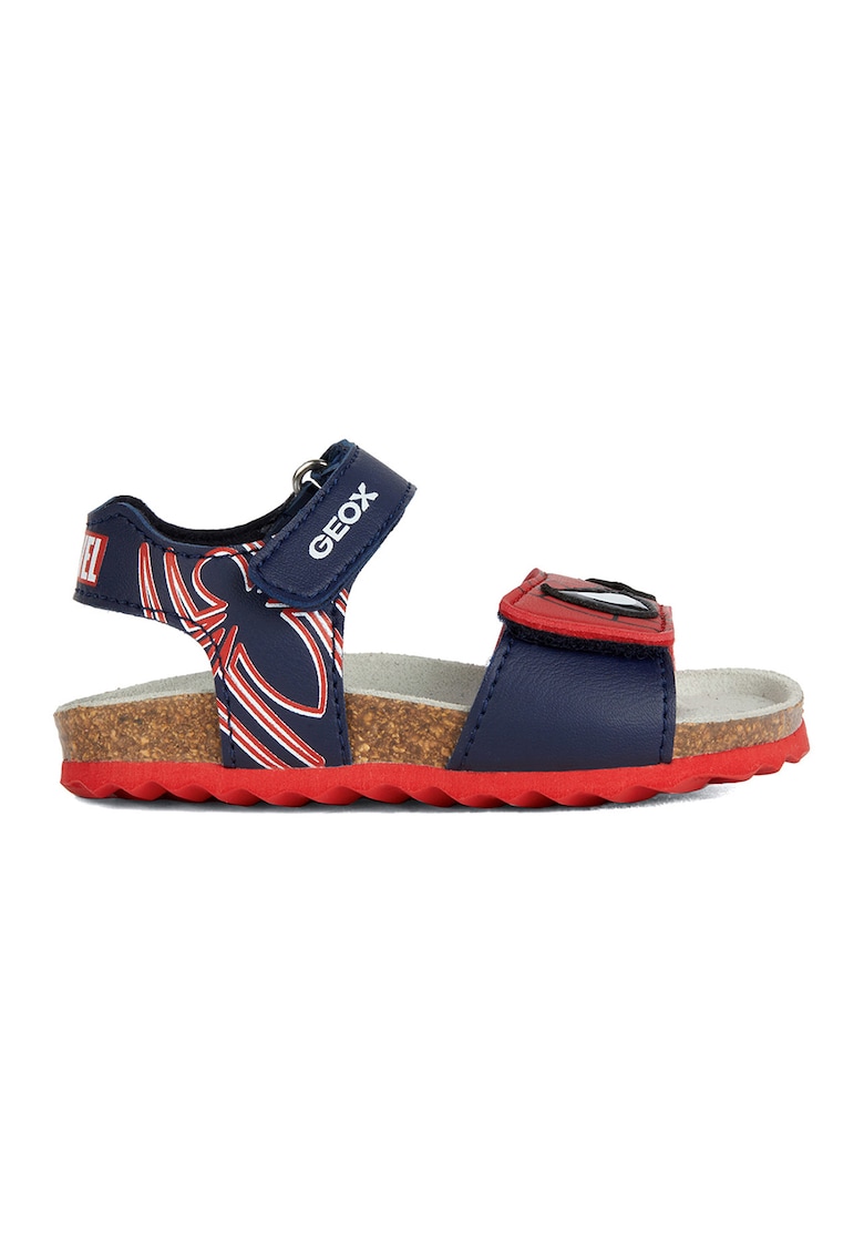 Sandale cu velcro si model Spider-Man - Rosu/Alb/Bleumarin
