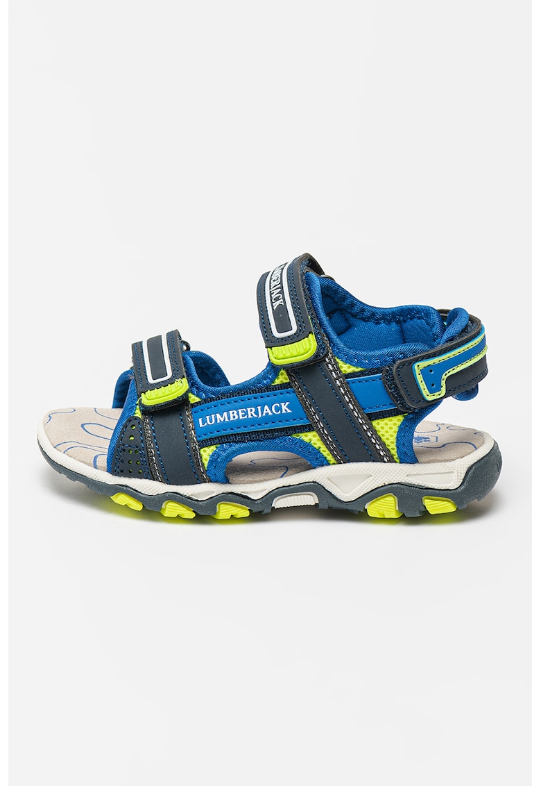 Sandale cu inchidere velcro Levi - Verde neon/Albastru royal