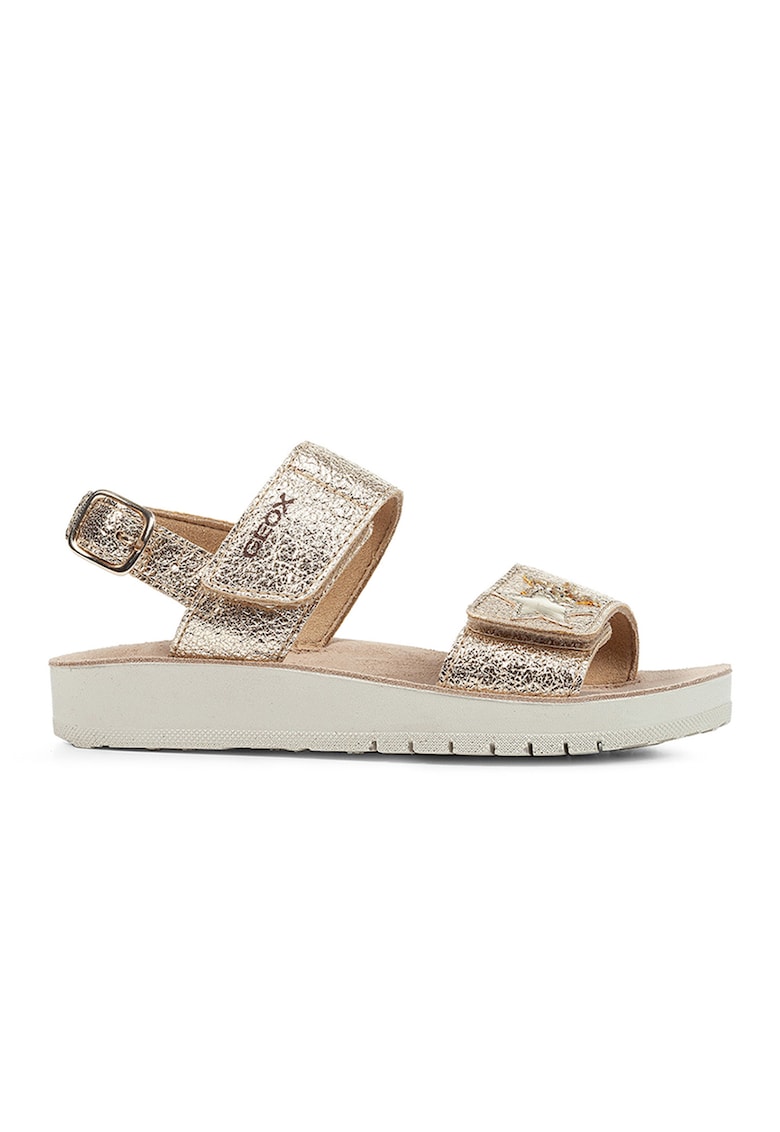 Sandale slingback cu velcro - Auriu