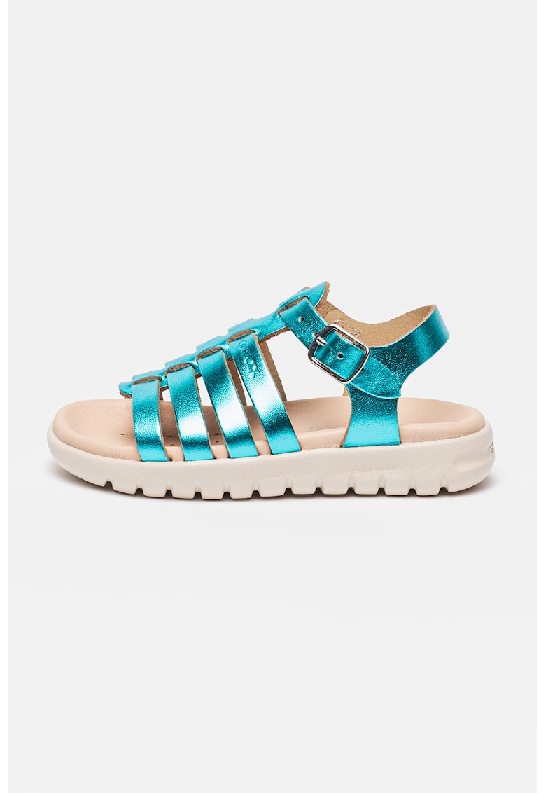Sandale de piele cu barete multiple Soleima - Verde persan