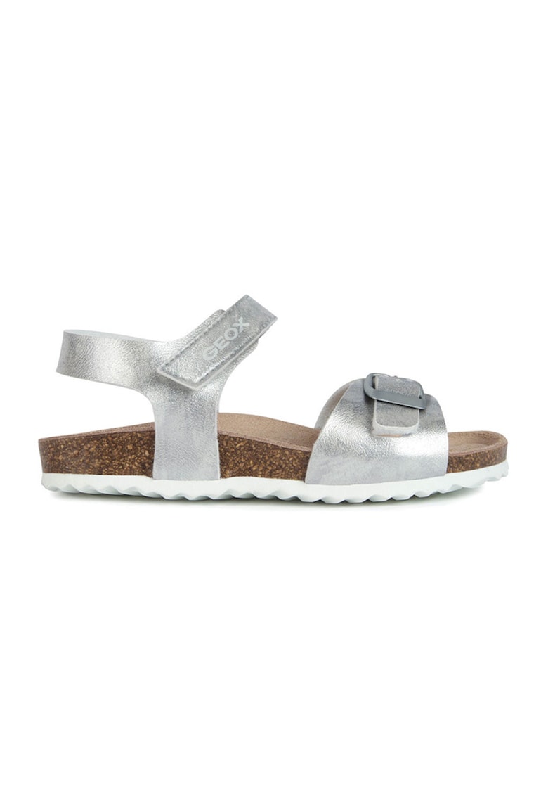 Sandale de piele ecologica cu velcro Adriel - Argintiu