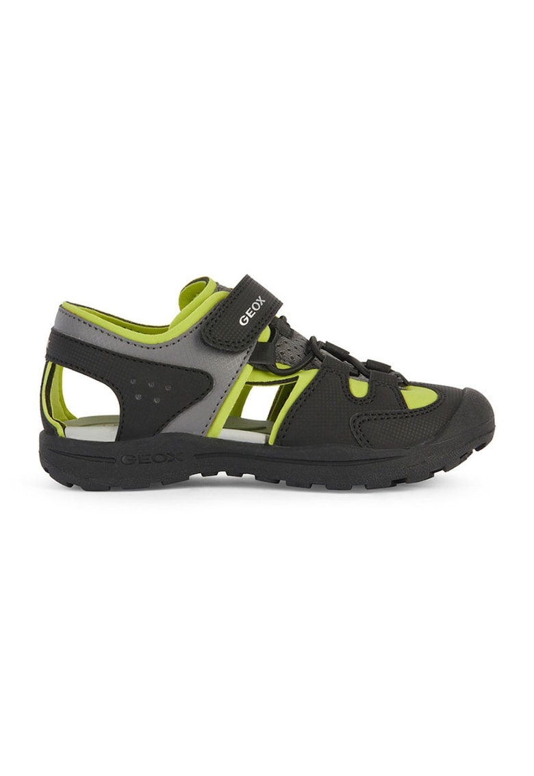 Sandale cu velcro si model colorblock Veniett - Negru/Verde lime
