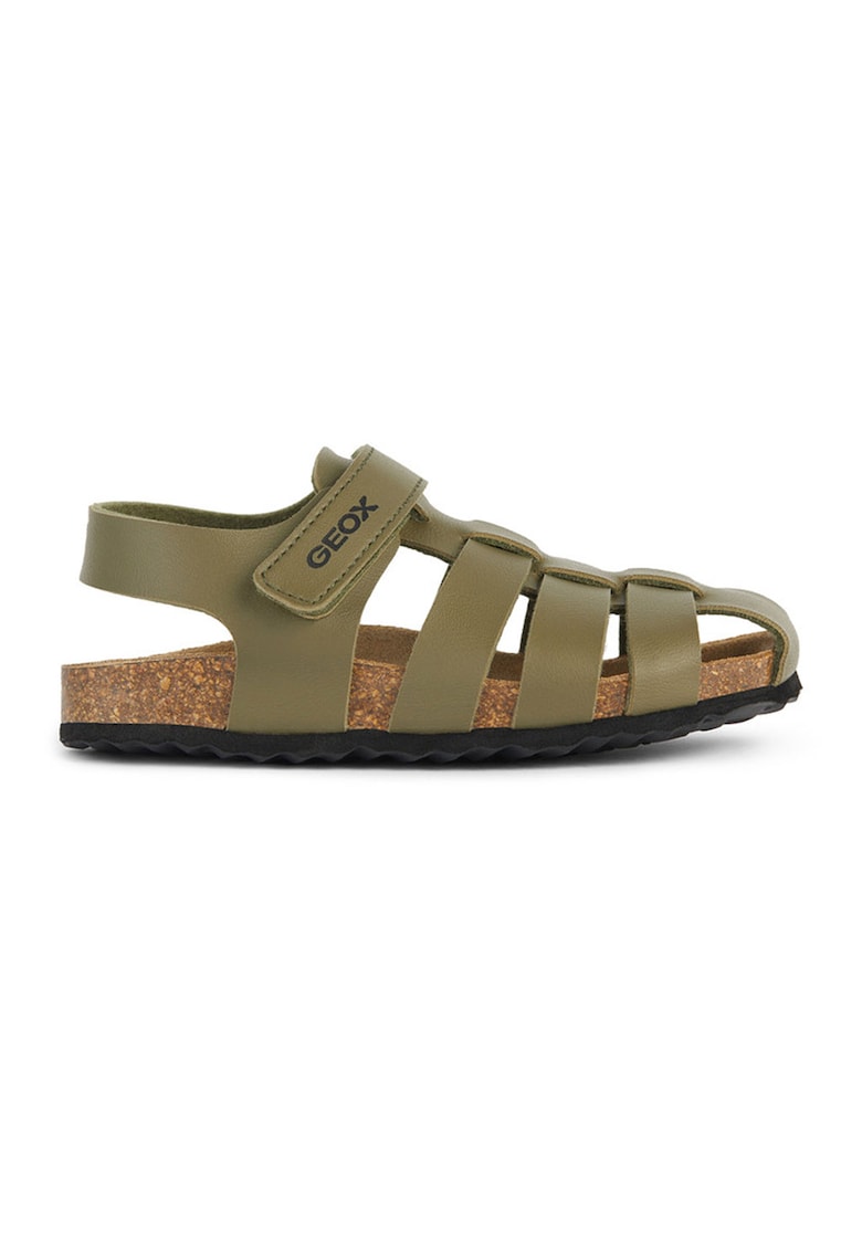 Sandale fisherman de piele ecologica - Kaki