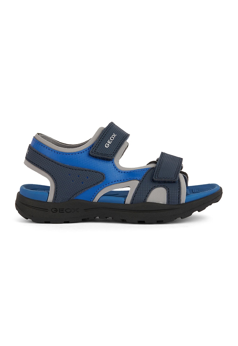 Sandale de piele ecologica si material textil Vaniett - Albastru royal/Bleumarin
