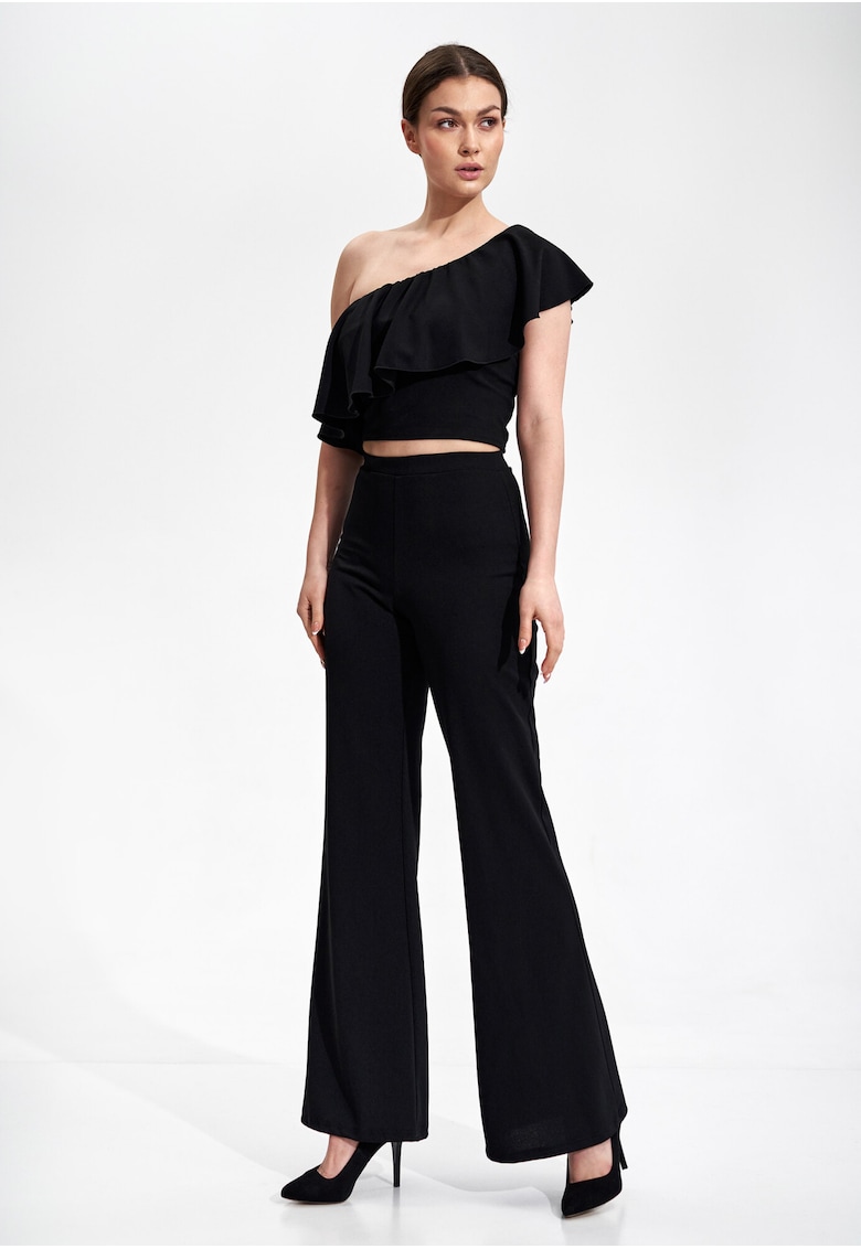Top dama -  Poliester/Elastan - Cu volane - Negru -
