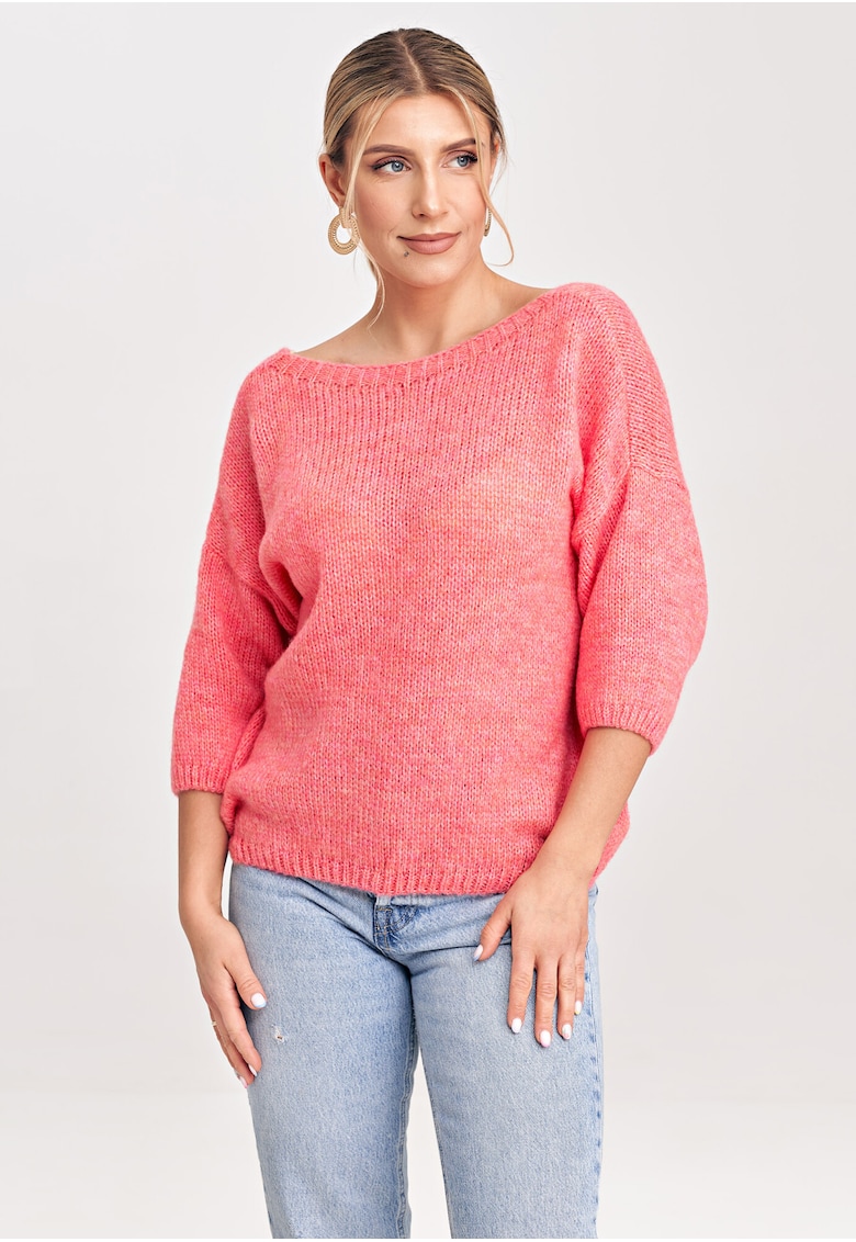 Pulover dama  M993 - coral - 3/4 maneci - amestec acril - lana - poliester - nailon -