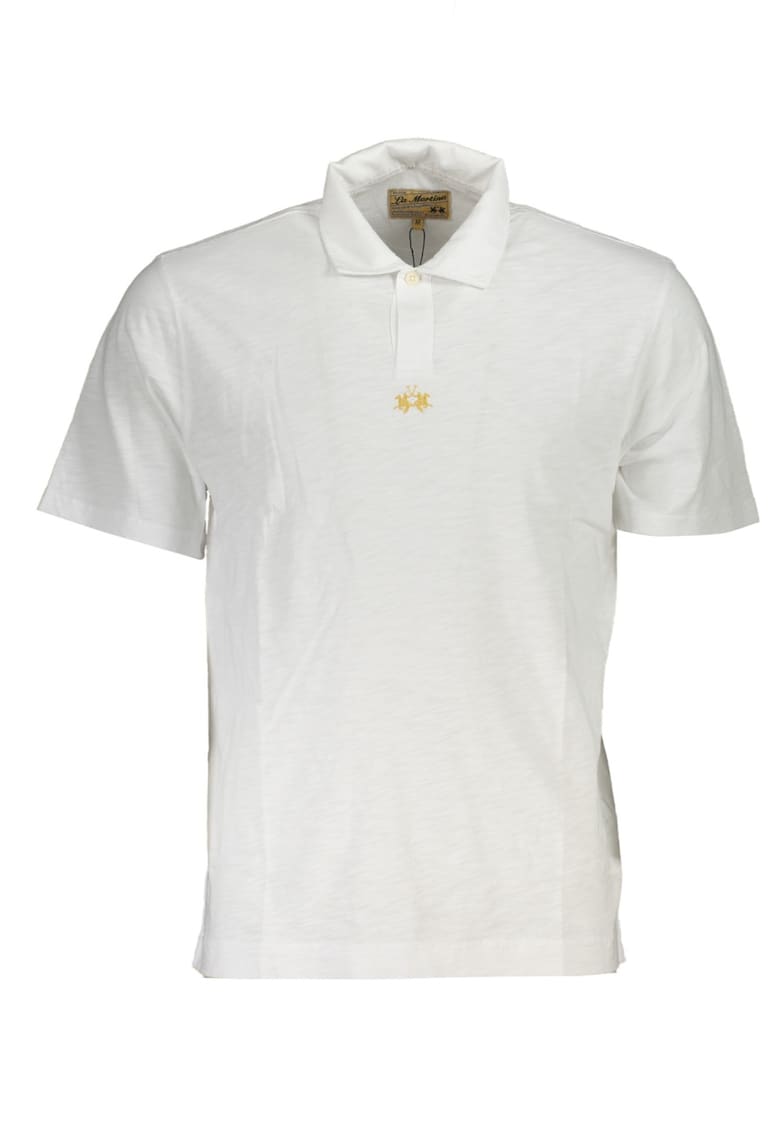 Tricou polo barbati - cu mini logo brodat pe centru - Regular Fit - Alb