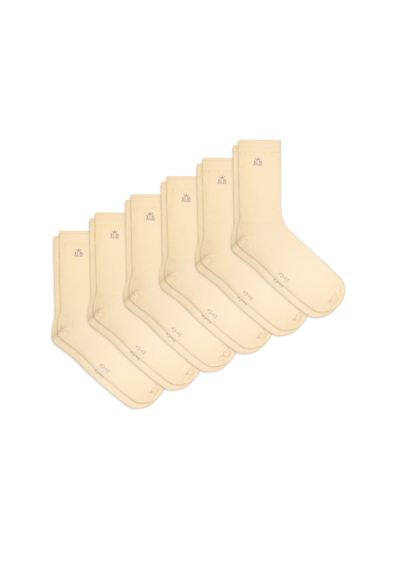 Set 6 perechi - Sosete din bumbac pieptanat -  fara cusatura - respirabile si confortabile - Crem