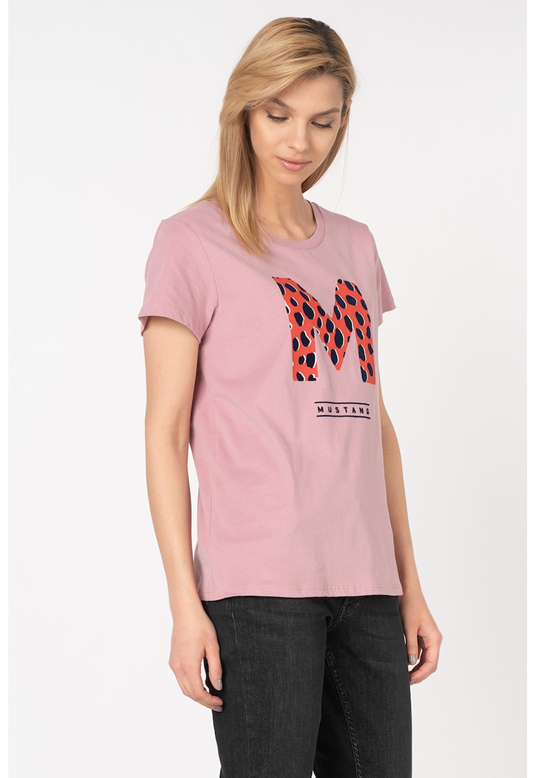 Tricou cu aplicatie logo din catifea Alina - Lila pal