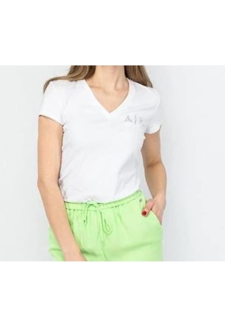Tricou cu decolteu in v si detaliu logo