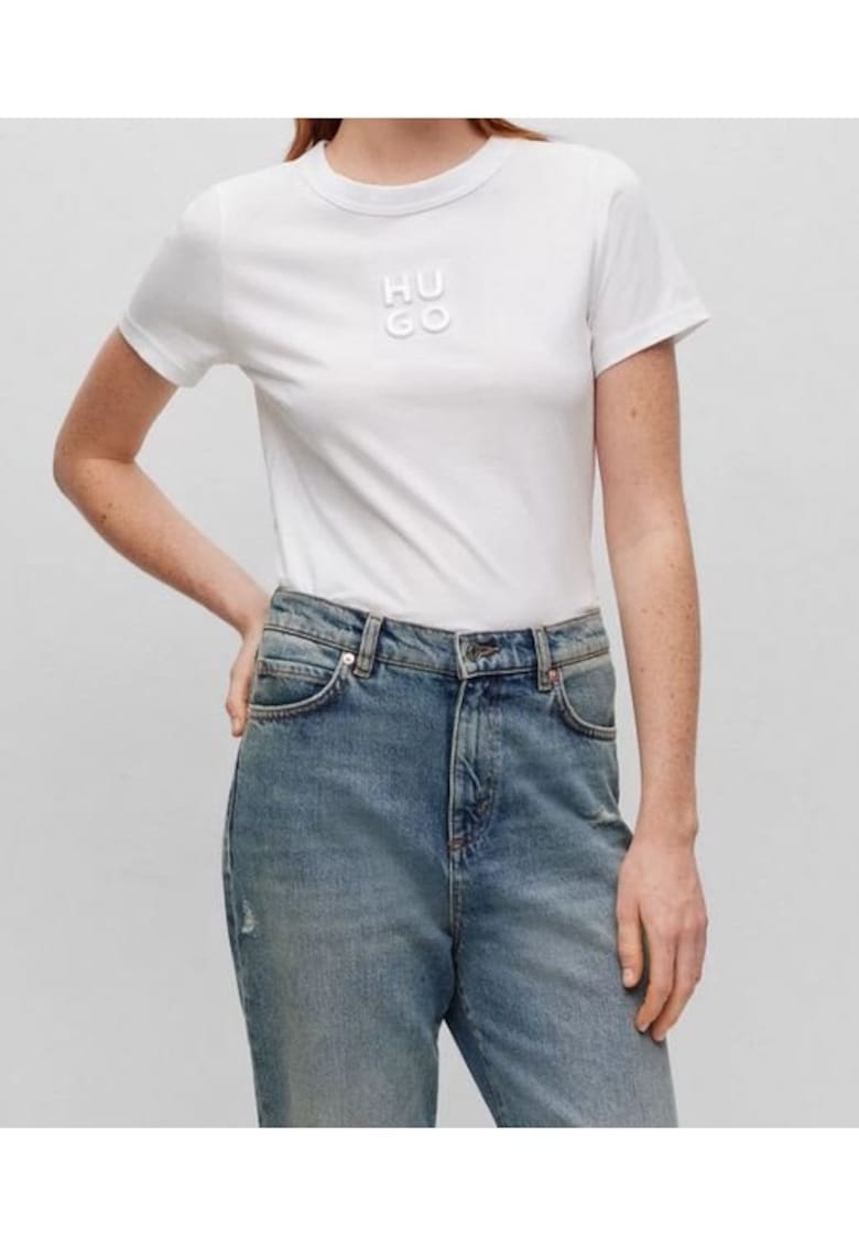 Tricou slim cu logo iesit in relief