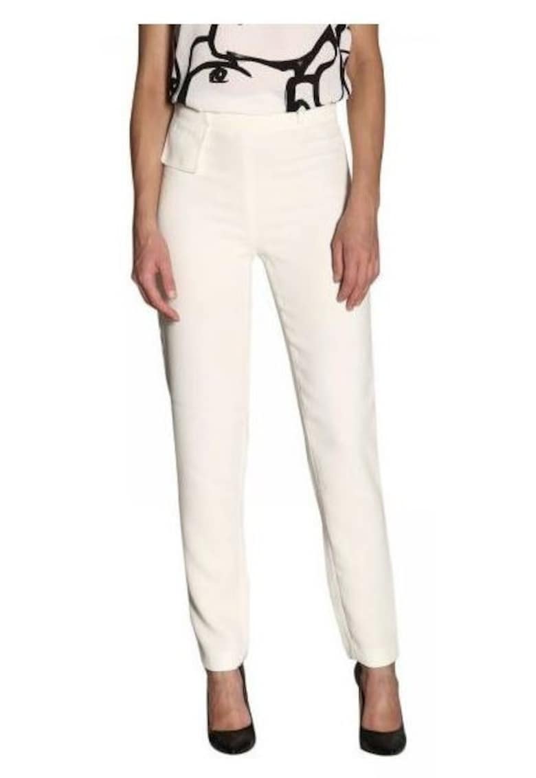 Pantaloni uni slim fit cu talie inalta