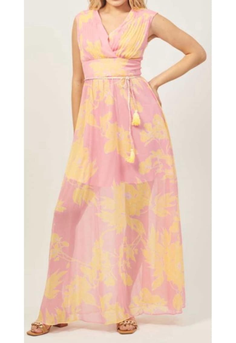 Rochie  evazata - roz - 100% poliester