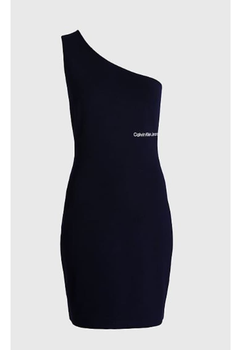 Rochie pe umar cu print logo -