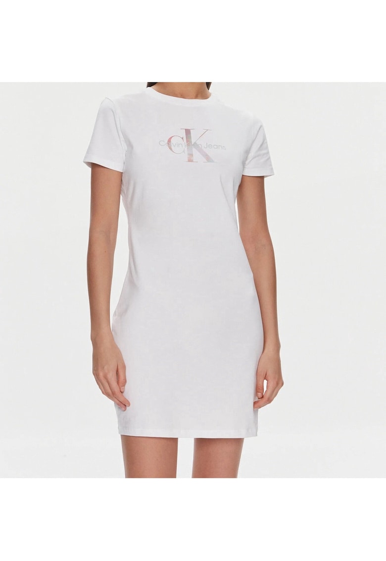 Rochie din bumbac cu print logo -