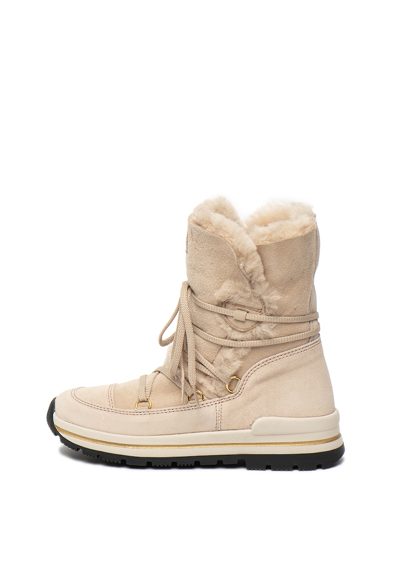 Ghete de piele intoarsa cu captuseala de blana shearling - fara inchidere Tanya