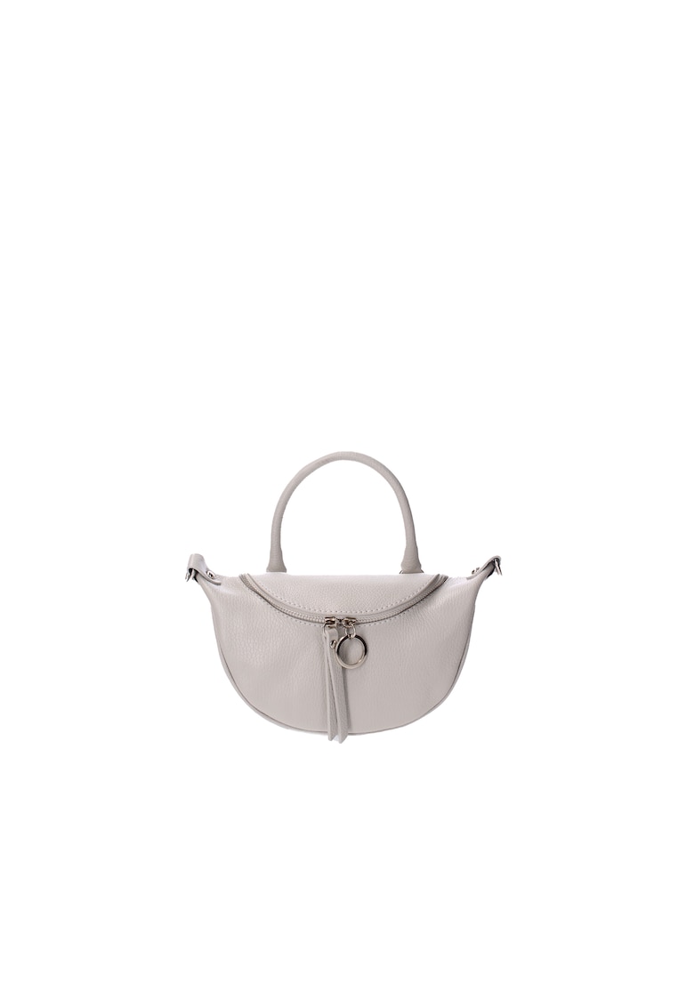 Geanta crossbody de piele - Gri deschis