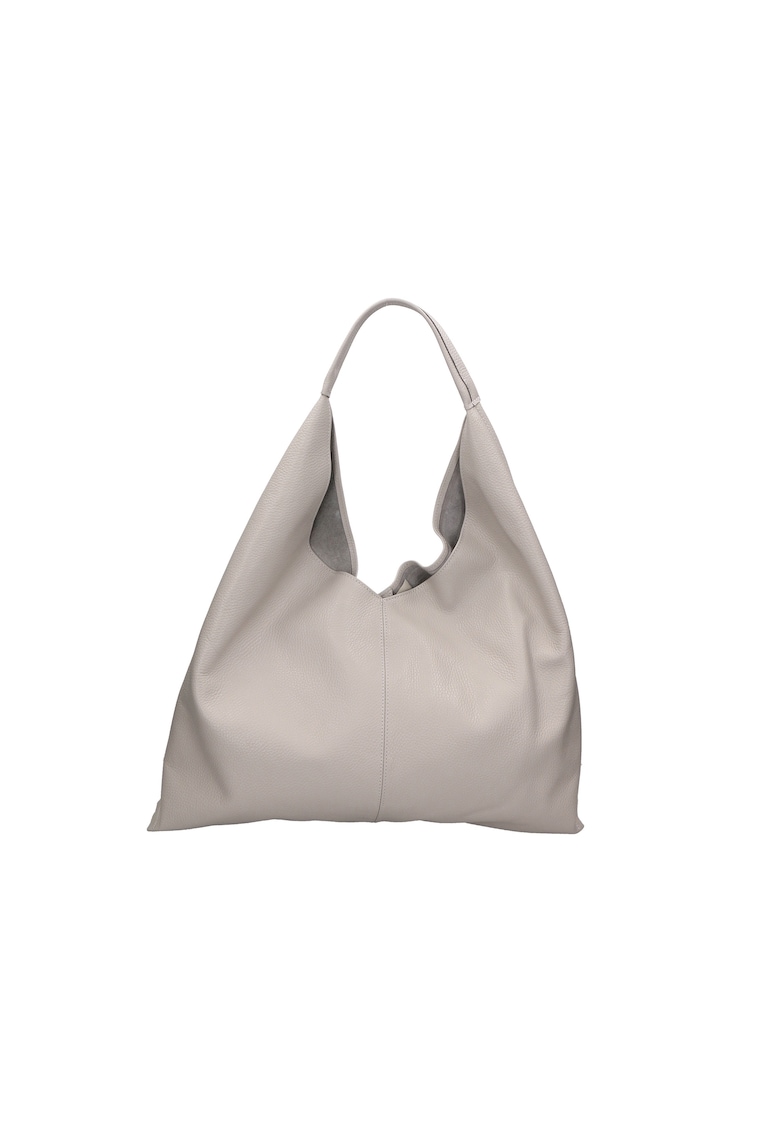 Geanta hobo de piele cu etui cu fermoar - Gri deschis