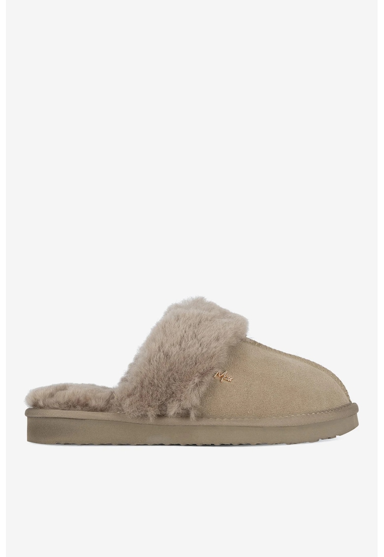 Papuci dama  5905588923893 - Piele intoarsa - Bej - Bej