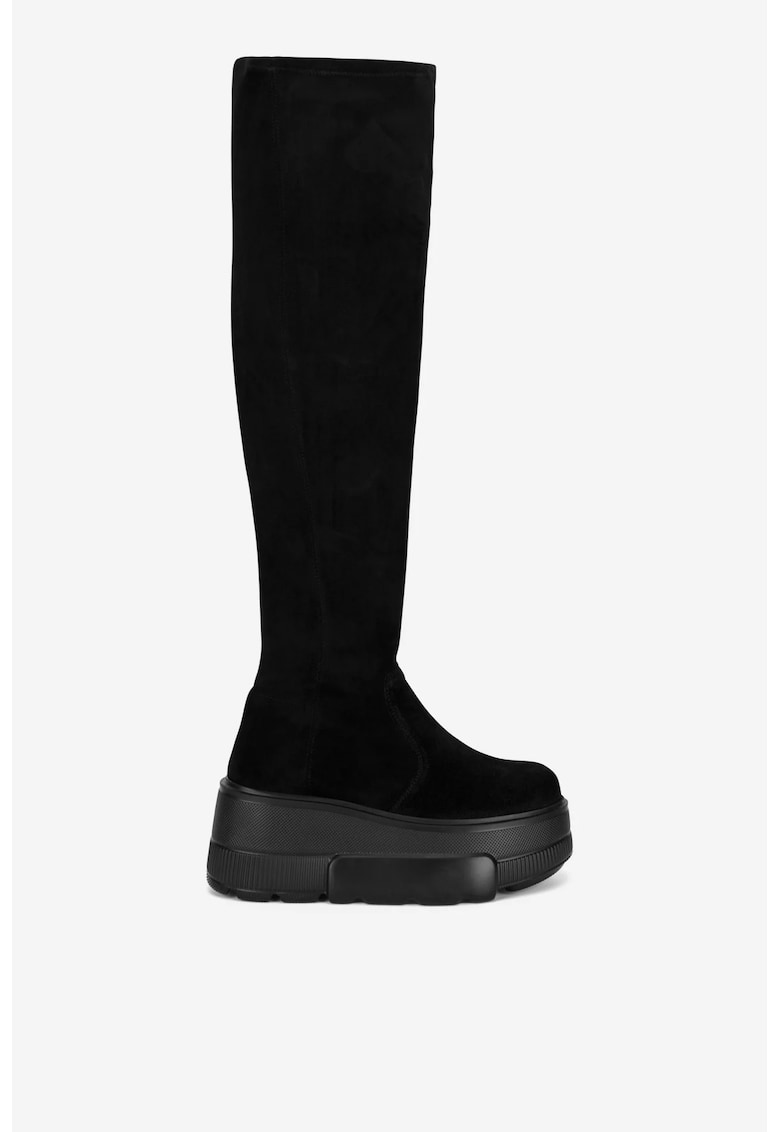 Cizme dama  5905588821915 - Piele intoarsa - Negru - Negru