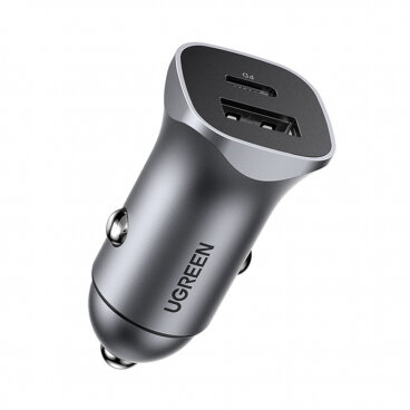 Incarcator Auto CD130 24W 3A 1 x USB-A - 1 x USB-C Gri