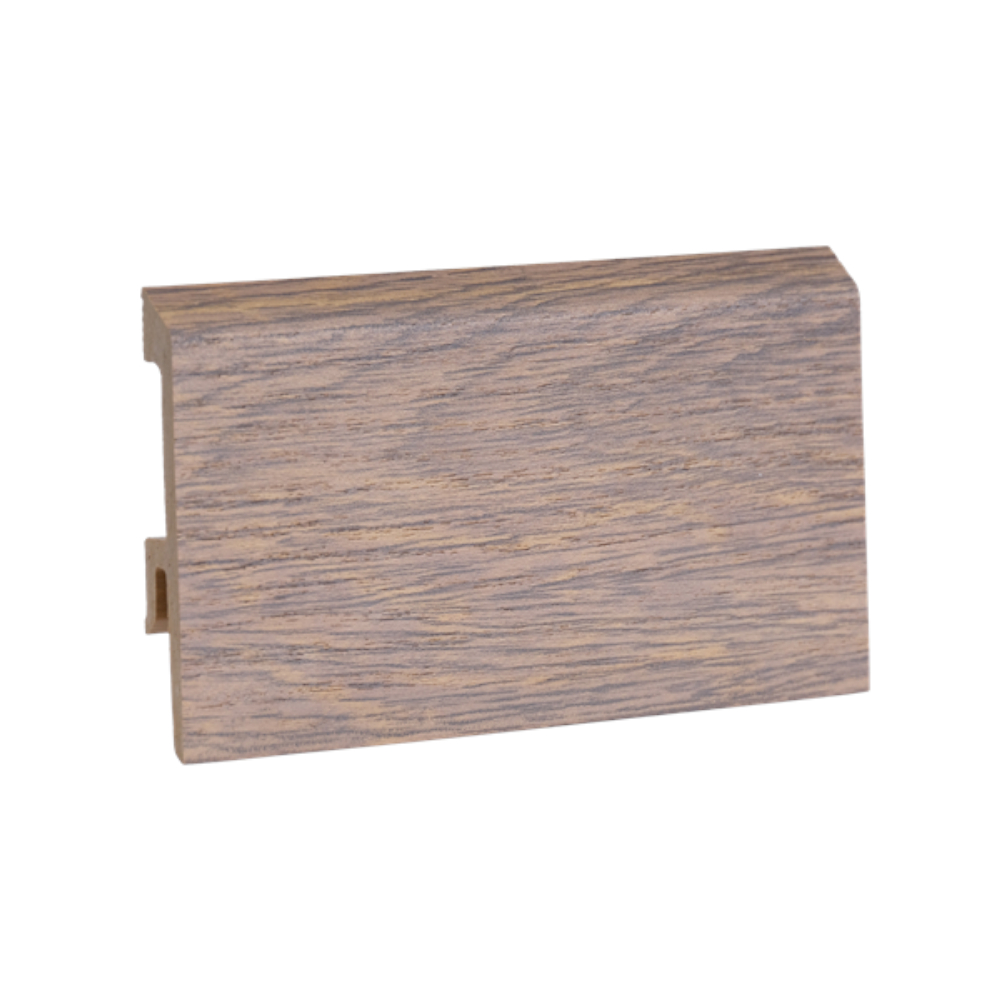 Plinta pardoseala Duflex Mocha wood 914, polimer flexibil, rezistenta la apa, decor lemn, 2000 x 80 x 18 mm