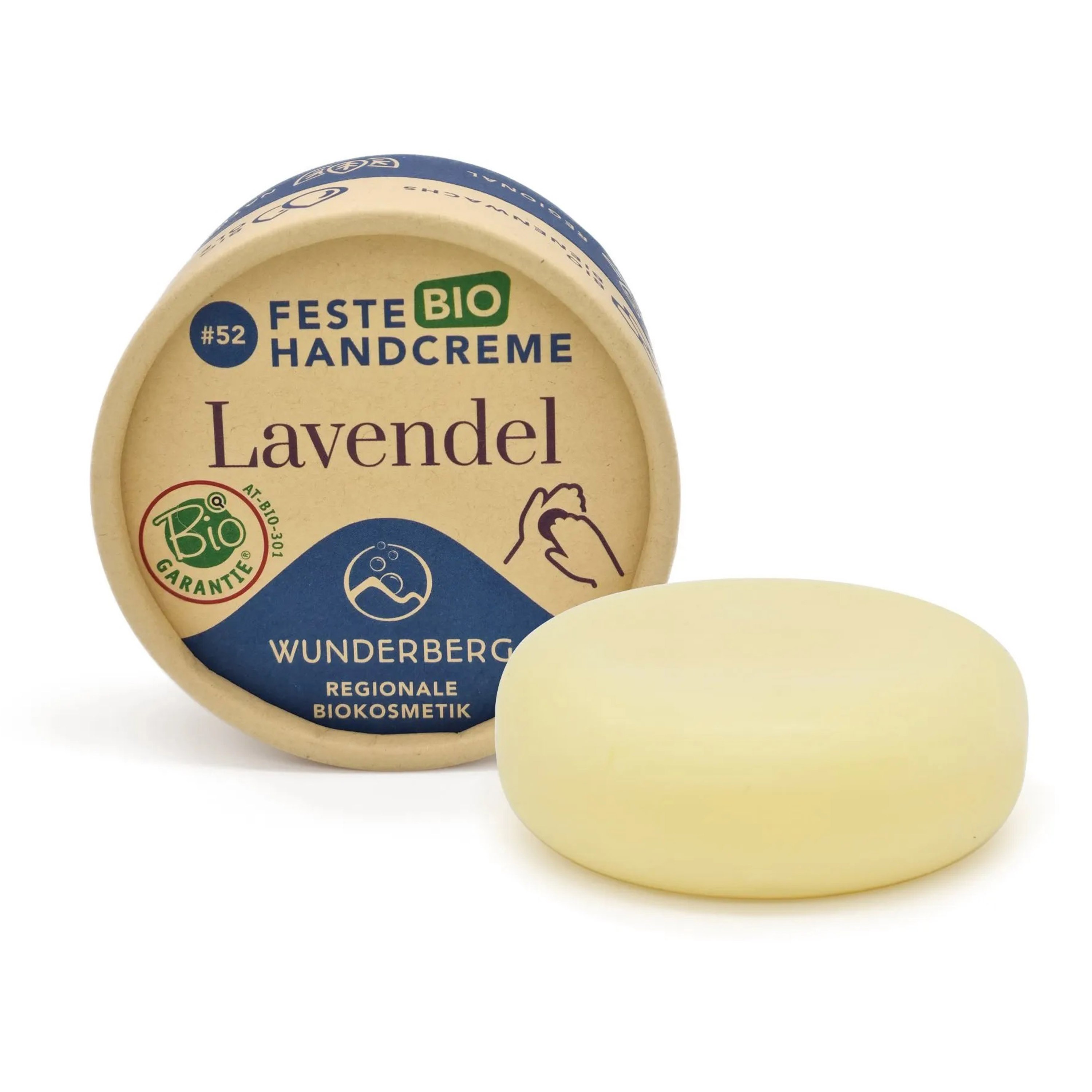 Cremă bio solidă de mâini – Lavandă, 75g Wunderberg