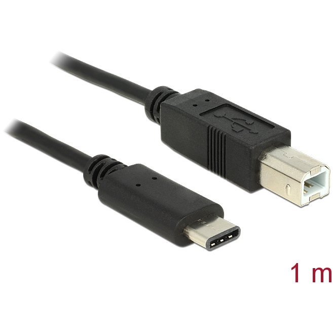 Delock Cable USB Type-C 2.0 male > USB 2.0 Type-B male 1m black