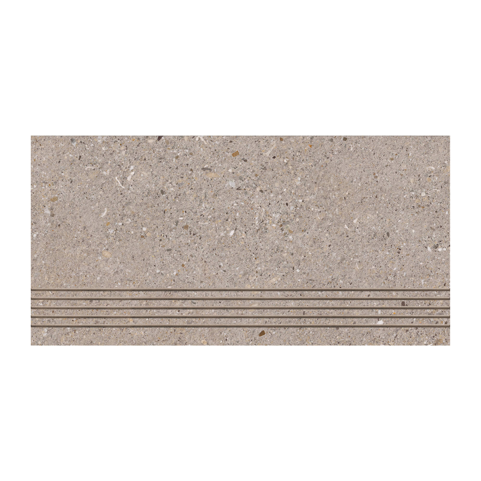 Treapta gresie exterior/interior Cesarom Breccia, maro, mat, aspect beton, rectificata, clasa de aderenta R10, PEI IV, 60 x 30 cm