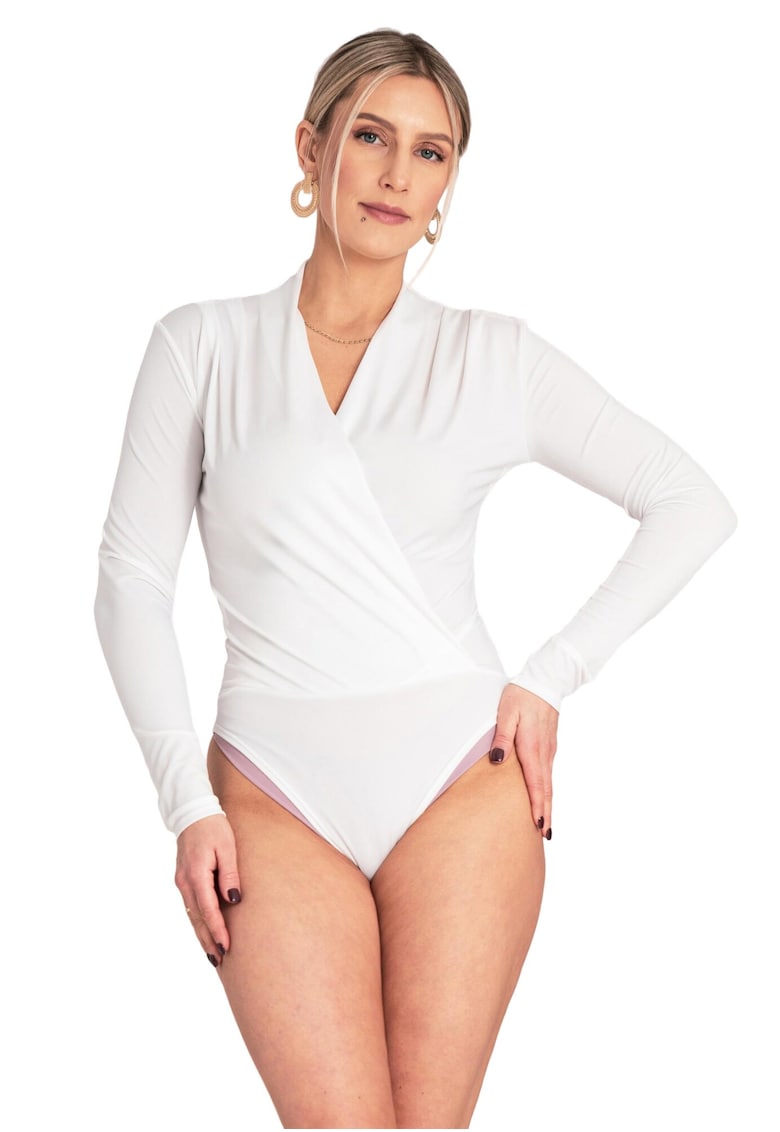 Oferte la Bluza de tip Body dama  alb - elegant - material elastic - poliester -