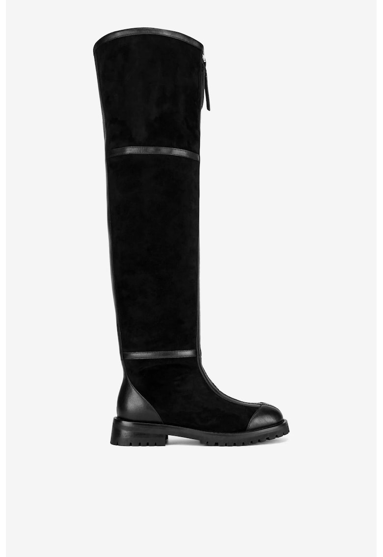 Cizme dama  5905588988564 - Piele intoarsa - Negru - Negru