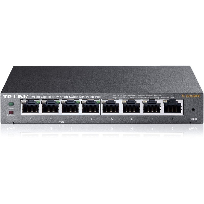 Oferte la Switch PoE Switch  8 Porturi 10/100/1000M (4 porturi PoE). Gigabit, carcasa metal TL-SG108PE