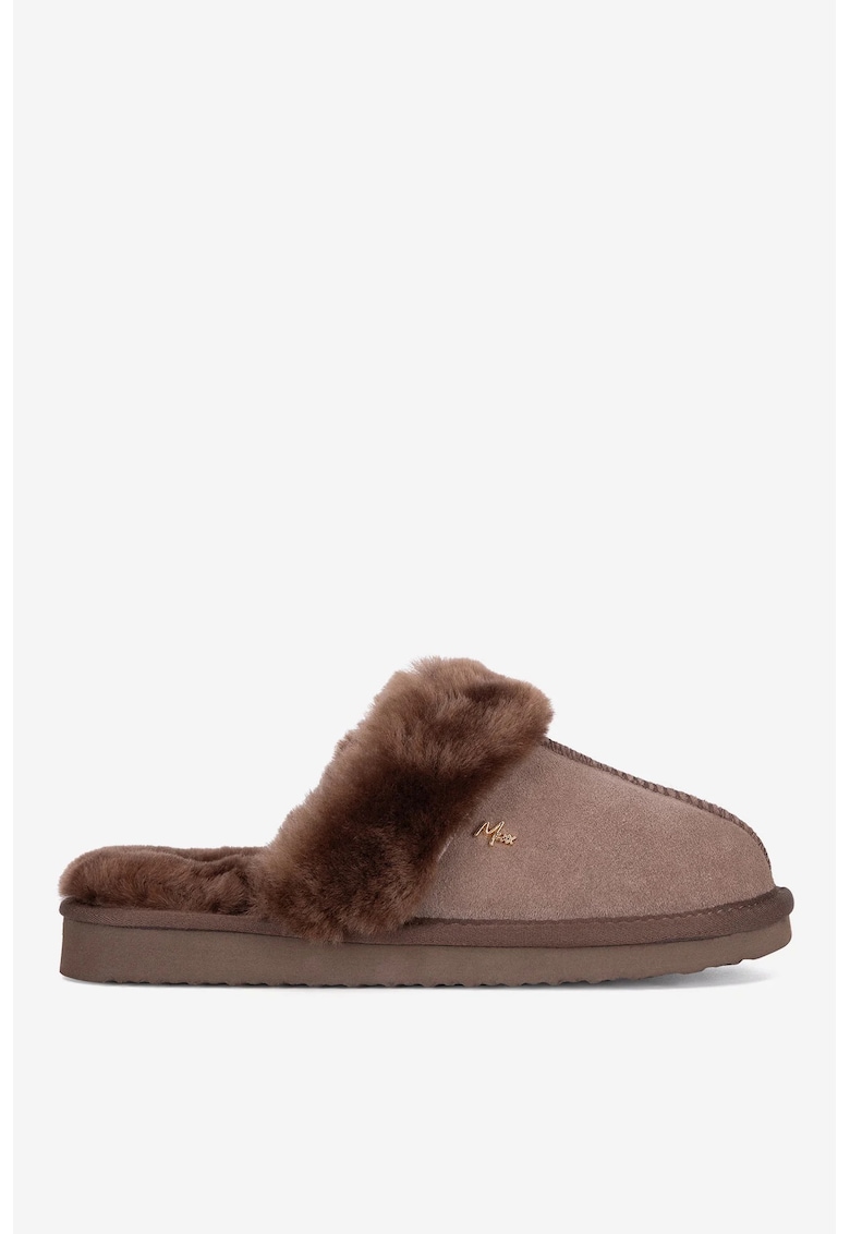 Papuci dama  5905588923879 - Piele intoarsa - Maro - Maro