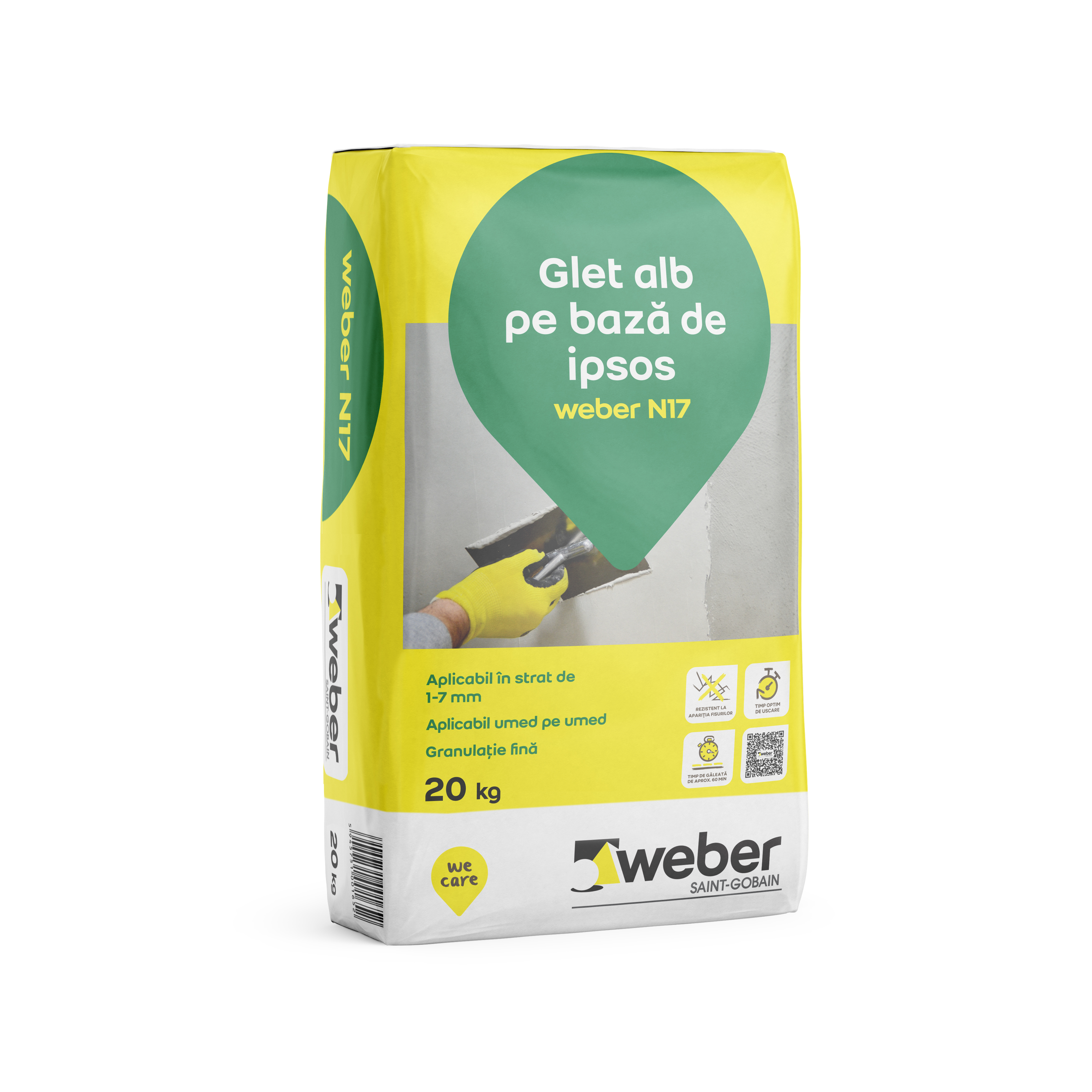 Glet de egalizare pentru interioar Weber N17, alb, 20 kg