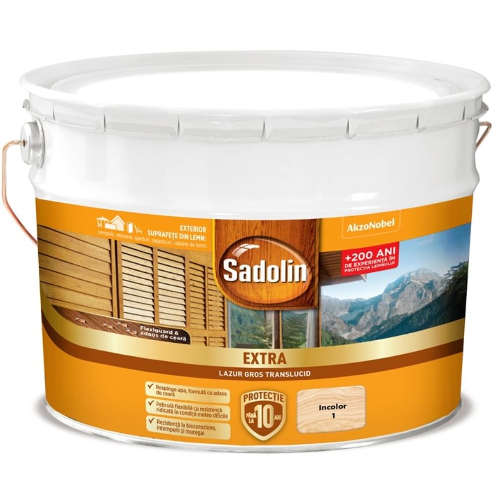 Lazura pentru lemn Sadolin Extra, exterior, incolor, 10 l