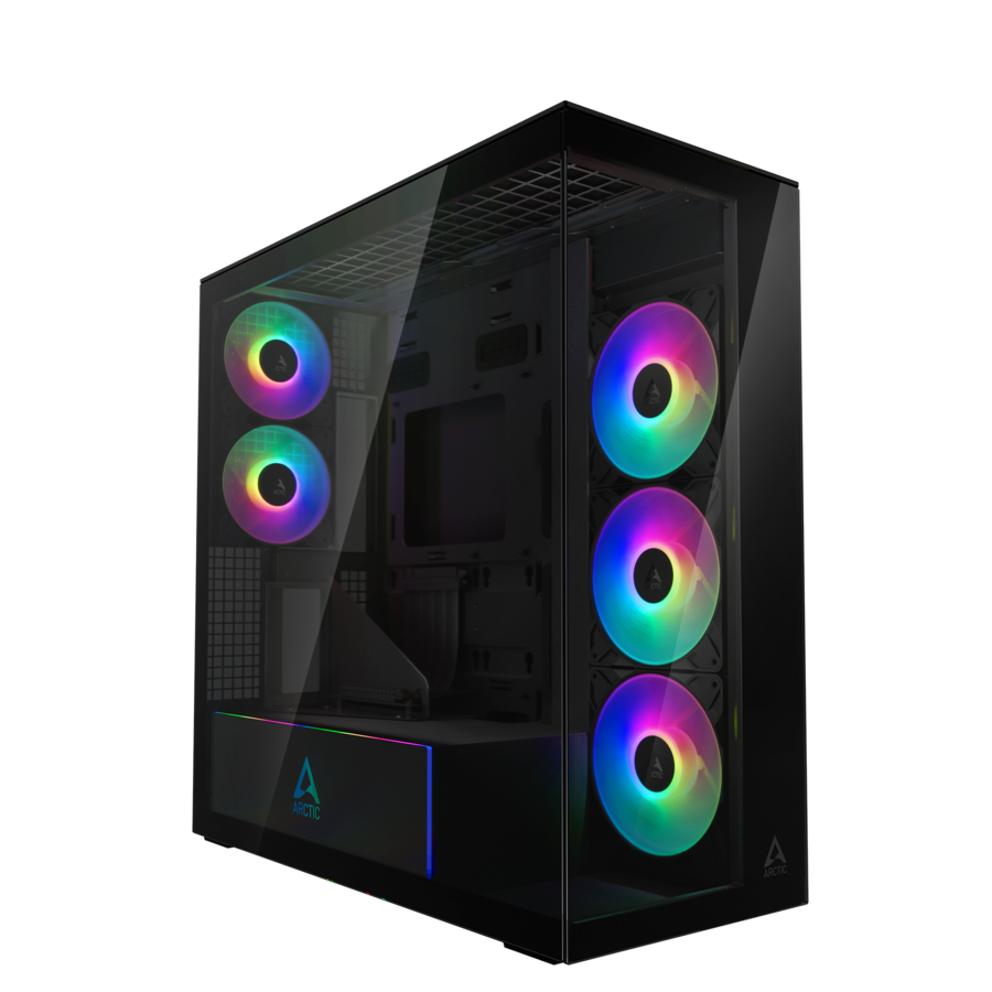 Carcasa Xtender Mirror BK VG Mid Tower Max 8xfan 3xP14 ProR ARGB si 2xP12Pro ARGB Instalate PSU shroud 24 LED ARGB USB-C x 1 USB 3.2 x 2 Audio+Mic 7 Sloturi Expans Negru