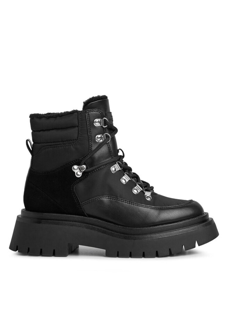Botine dama  302849796 - Piele intoarsa/Piele ecologica/Textil - Negru