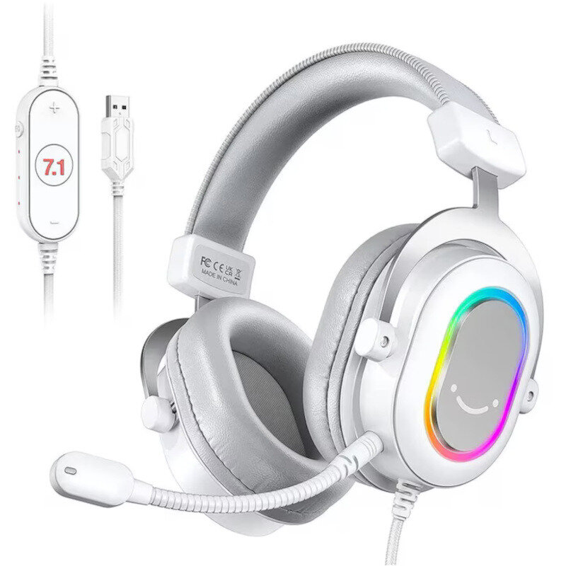 Casti Gaming H6W USB RGB White