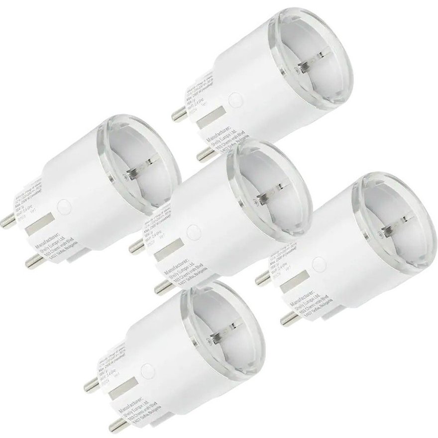 Pachet 5 Shelly Plug S Gen3 Alb Prize inteligente WiFi, Matter, Bluetooth, monitorizare consum 3800238072292